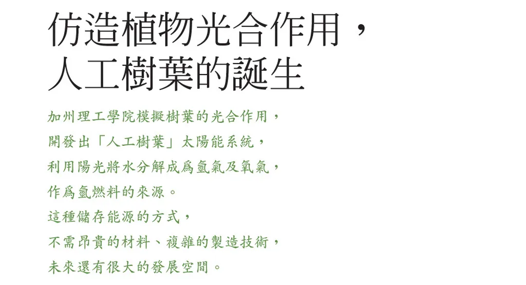 仿造植物光合作用,人工樹葉的誕生