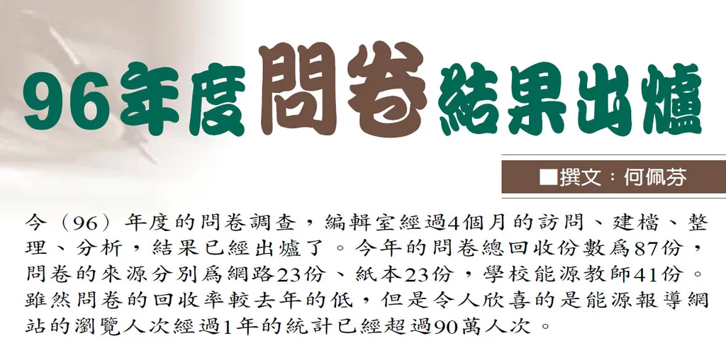 96年度問卷結果出爐